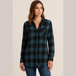 Tasha Polizzi Plaid Button Down blue and black